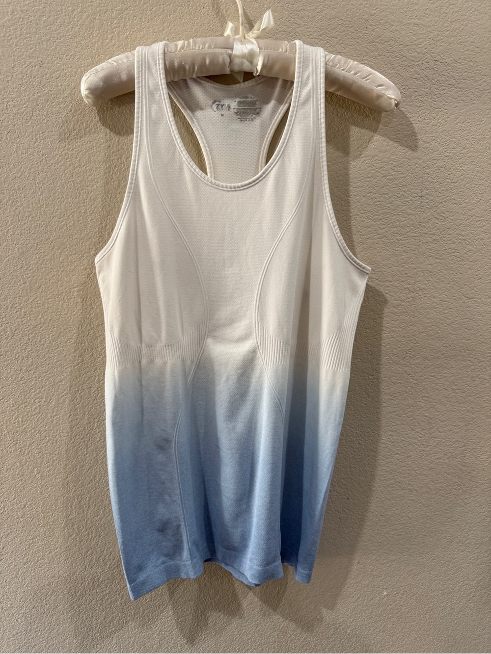 ZYIA White to Blue Ombre Racerback Tank